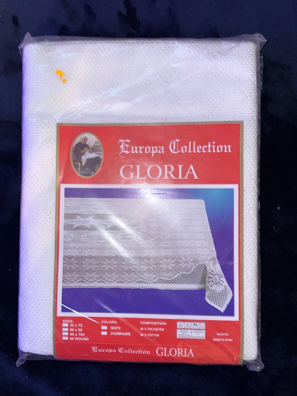 Europa Collection Gloria Vintage Crochet Poly Thread Tablecloth 60"x90 Brand New